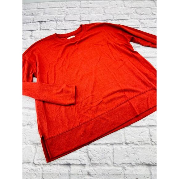 Lucky Brand Women's‎ Long Sleeve Knit Shirt Large Burnt Orange Crewneck - Picture 1 of 10